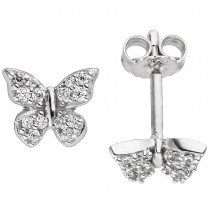 JOBO Ohrstecker Schmetterling 925 Silber mit Zirkonia Ohrringe