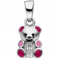JOBO Kinder Anhänger Teddy Teddybär 925 Sterlingsilber mit rosa pink