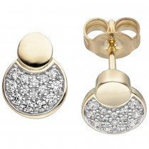 JOBO Ohrstecker 333 Gelbgold 28 Zirkonia Ohrringe