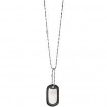 JOBO Collier Kette mit Anhänger Dog Tag aus Edelstahl mit Silikon 50cm Gravurplatte