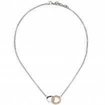 Collier Halskette Edelstahl teil rotgold beschichtet mit 23 Zirkonia 45cm