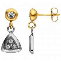 JOBO Ohrhänger Edelstahl bicolor beschichtet mit SWAROVSKI® ELEMENTS und 6 Zirkonia