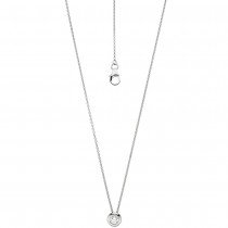 Collier Kette mit Anhänger 585 Weißgold 1 Diamant Brillant 45cm