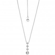 Collier Kette mit Anhänger 585 Weißgold 4 Diamanten Brillanten 43cm