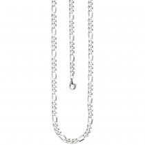 Figarokette 925 Silber diamantiert 50cm Karabiner