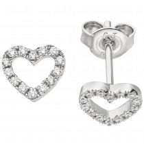 Ohrstecker Herz 925 Sterling Silber 28 Zirkonia Herzohrstecker