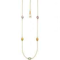 Collier Halskette Kette 585 Gelbgold 2 Amethyste 2 Citrine 1 Blautopas
