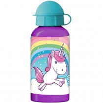 Einhorn Kinder Trinkflasche aus Aluminium lila türkis 400 ml