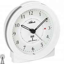 Wecker Funk Funkwecker weiß mit Licht Snooze leise rund