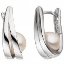 Creolen 925 Sterling Silber 2 Süßwasser Perlen