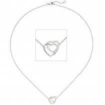 Collier Halskette Herzen 925 Sterling Silber 21 Zirkonia 45cm Kette