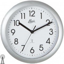 Magic Wanduhr Funk Funkwanduhr analog silbern rund schlicht