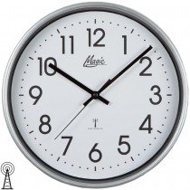 Magic Wanduhr Funk Funkwanduhr analog silbern rund schlicht