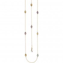Halskette Kette lang 585 Gelbgold Citrine Blautopase Amethyste 90cm