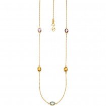 Collier Halskette Kette 585 Gelbgold 2 Amethyste 2 Citrine 1 Blautopas