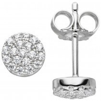 JOBO Ohrstecker rund 925 Sterlingsilber mit Zirkonia Ohrringe 6mm