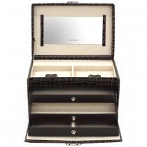 Schmuckkoffer JOLIE braun Schloss Spiegel