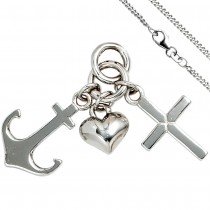 Kinder Anhänger Glaube Liebe Hoffnung 925 Silber Kinderanhänger mit Kette 38cm