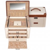Schmuckkoffer TRAVEL creme braun Uhrenfach Schloss