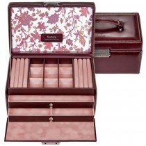 Schmuckkoffer FLORAGE bordeaux Schloss Schubladen