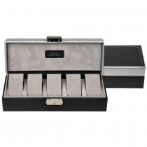 Uhrenetui Uhrenkasten Uhrenbox CARVON schwarz silbern für 5 Uhren