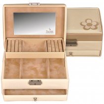 Schmuckkoffer BELLA FIORE creme beige Schloss Spiegel