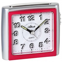 Wecker Quarz analog pink silbern leise ohne Ticken Licht Snooze