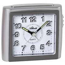 Wecker Quarz analog anthrazit silbern leise ohne Ticken mit Licht