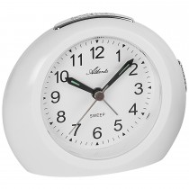 Wecker 1989/0 Quarz analog weiß leise ohne Ticken mit Licht Snooze