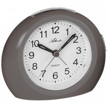 Wecker Quarz analog grau leise ohne Ticken mit Licht Snooze