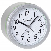 Wecker Quarz analog silbern leise ohne Ticken mit Licht Snooze