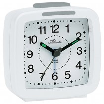 Wecker Quarz analog weiß mit Licht Snooze
