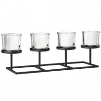 Kerzenleuchter NERO Stahl pulverbeschichtet mit Glas kombiniert