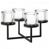 Kerzenleuchter NERO Stahl pulverbeschichtet mit Glas kombiniert