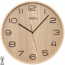 Wanduhr Funk Funkwanduhr analog Holz naturfarben braun