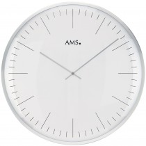 Wanduhr Quarz analog weiß silbern rund