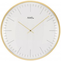 Wanduhr Quarz analog weiß golden rund