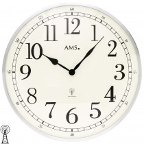 Wanduhr Funk Funkwanduhr analog silbern rund mit Glas