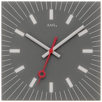 Wanduhr Quarz analog Glas grau eckig leise ohne Ticken