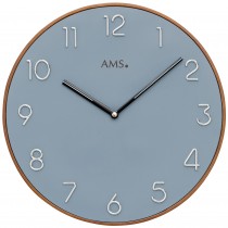 Wanduhr Quarz analog Holz kirschbaum farben Zifferblatt blau