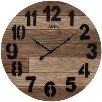 Wanduhr Quarz analog Holz rund