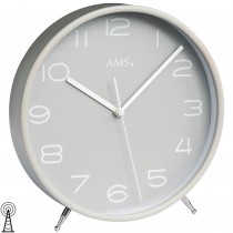 Tischuhr Funk Holz grau mit Glas