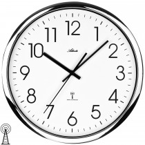 Wanduhr Funk Funkwanduhr analog silbern rund
