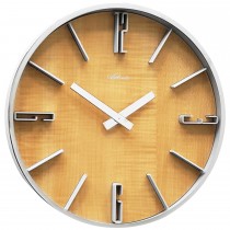 Wanduhr Quarz analog silbern Holzoptik erle farben rund