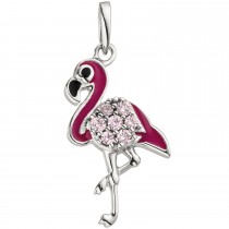Anhänger Kinder Flamingo rosa pink 925 Sterling Silber 7 Zirkonia