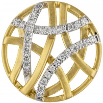 Anhänger rund 585 Gelbgold bicolor matt 31 Diamanten Brillanten