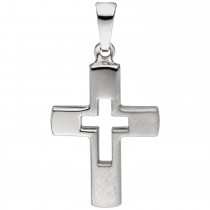Anhänger Kreuz 925 Sterling Silber teil matt