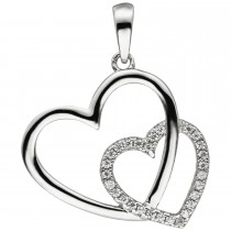 Anhänger Herz Herzen 925 Sterlingsilber 28 Zirkonia Silberherz