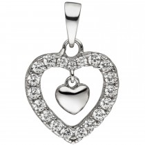 Anhänger Herz Herzen 925 Sterlingsilber 19 Zirkonia Silberherz