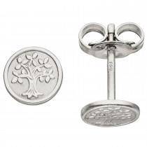 Ohrstecker Baum Lebensbaum 925er Sterlingsilber mattiert Ohrringe Silberohrringe